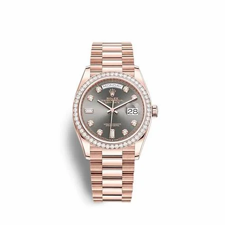 Rolex Day-Date 36 Everose Gold - Diamond / Slate - Diamond / President 128345RBR-0052 (M128345RBR-0052)